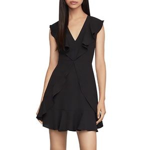 BCBGMAXAZRIA ruffled black mini dress